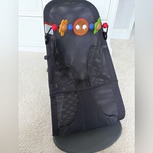 BabyBjorn Black Mesh Bouncer with Colorful Toy Bar